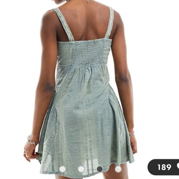 ASOS Textured Mini Dress in Light Green - Picture 2 of 10